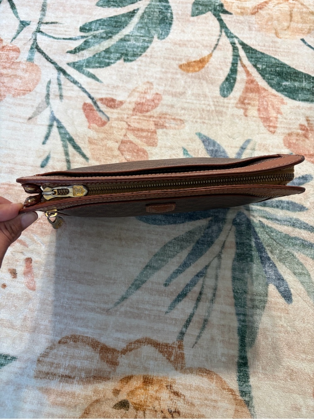 Vintage Celine Macadam Monogram Leather Wristlet Clutch Made in Italy - Picture 6 of 13